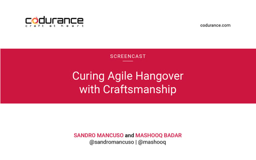 Curing Agile Hangover with Craftsmanship